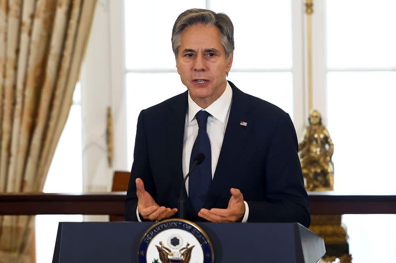 U.S. Secretary of State Blinken delivers remarks at a Pride reception at the U.S. Department of State in Washington