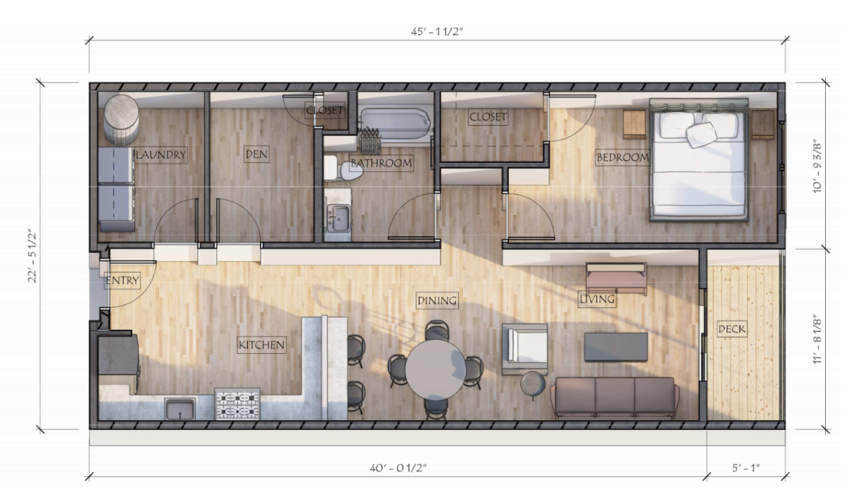 Hajjar Management is proposing to construct a five-story apartment building with retail on the first floor at 11 Front Street in Exeter. Here is a look at what the two-bedroom units would look like.