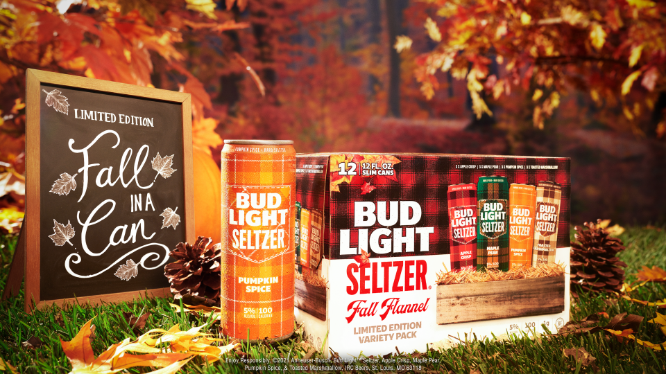 The Bud Light Seltzer Fall Flannel variety pack includes four fall-inspired flavors including Pumpkin Spice, Toasted Marshmallow, Maple Pear and Apple Crisp.