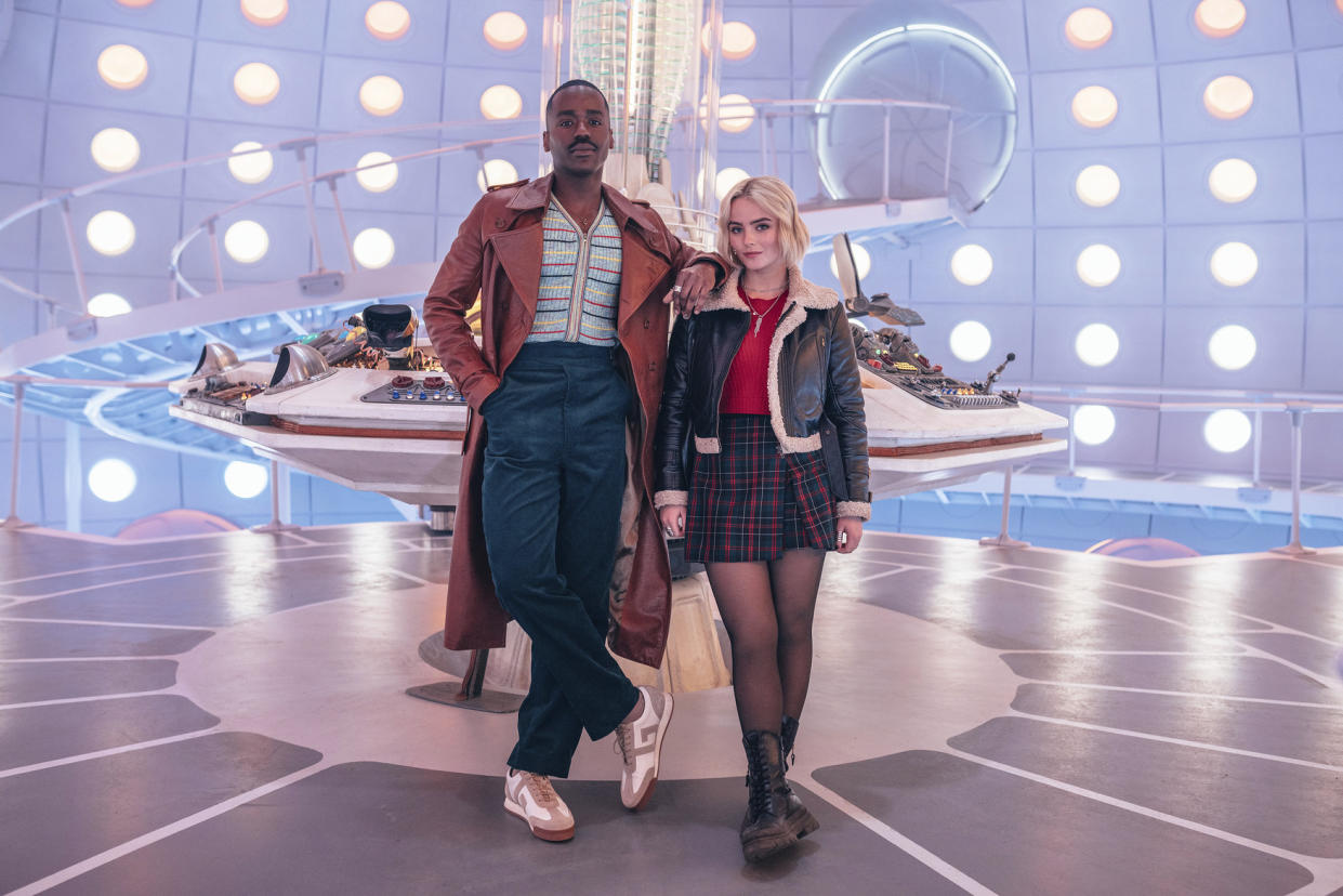 Ncuti Gatwa and Millie Gibson inside the Tardis in the 2023 Doctor Who Christmas special