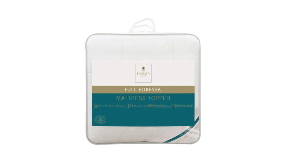 This plush Dorma mattress topper has a 100% cotton cover and a 230 thread count.
