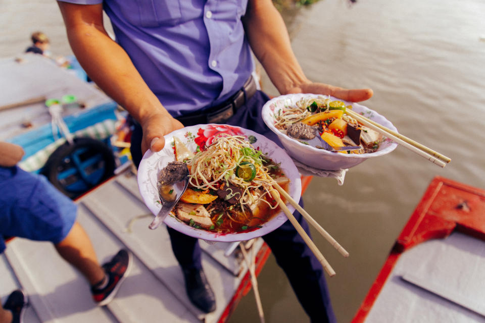 Bowls of noodles at Cai Rang floating market. (PHOTO: Muhd Hidayatullah)