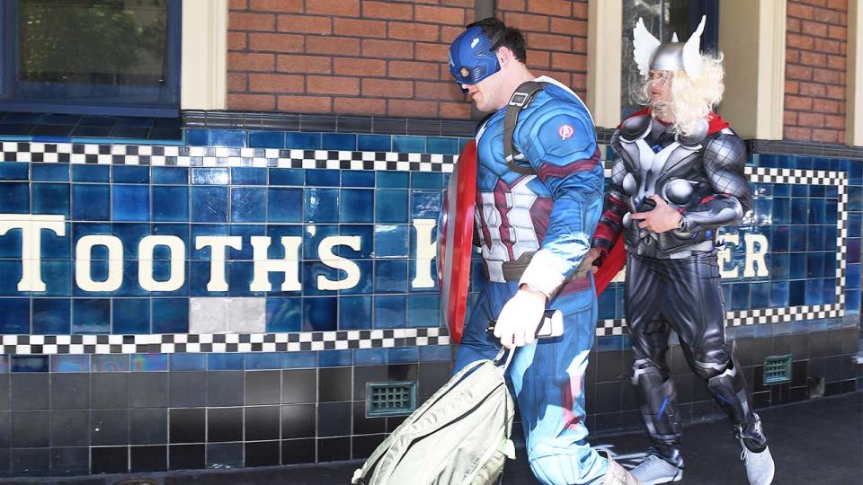 Former Canterbury Bankstown Bulldogs players Brett Morris (pictured left) and Josh Morris (pictured right) dressed up ahead of Mad Monday in 2017.