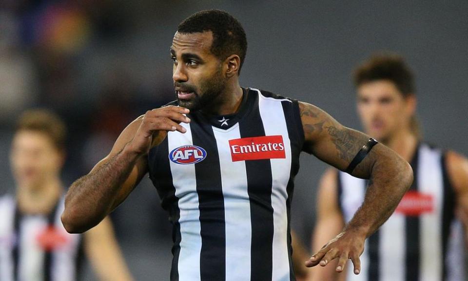 Heritier Lumumba during an AFL match between the Collingwood Magpies and the Adelaide Crows.