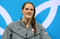 LONDON, ENGLAND - AUGUST 03: Gold medallist Missy Franklin of the United States poses on the podium during the medal ceremony for the Women's 200m Backstroke Final on Day 7 of the London 2012 Olympic Games at the Aquatics Centre on August 3, 2012 in London, England. (Photo by Al Bello/Getty Images)