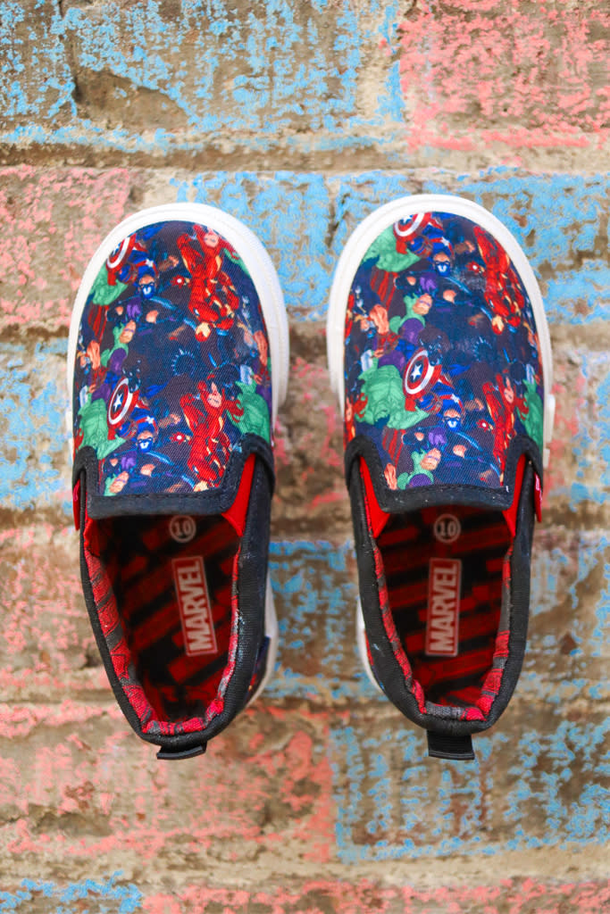 Ground Up’s Avengers slip-on is available exclusively at Kids Foot Locker. - Credit: Courtesy of Ground Up