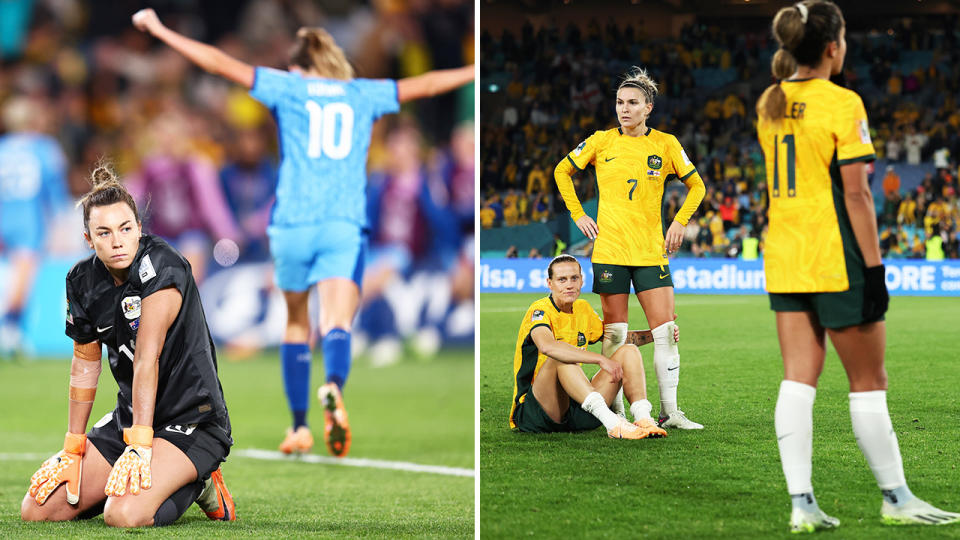 England and the Matildas, pictured here in the Women's World Cup semi-final.