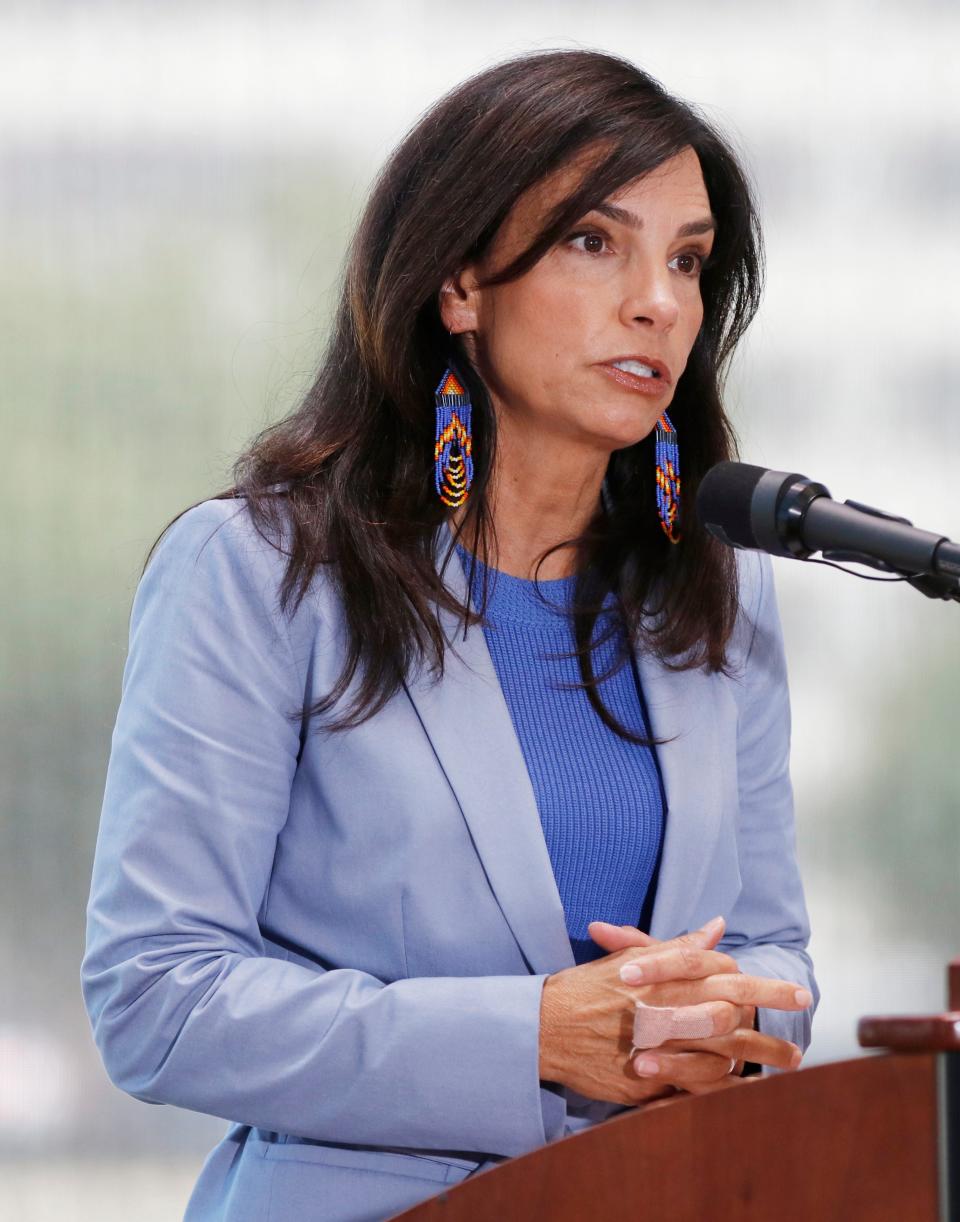 Lisa Johnson Billy, then-Oklahoma's secretary of Native American Affairs, speaks at tribal finance event in this July 2019 file photo. She now serves on the Chickasaw Nation legislature.