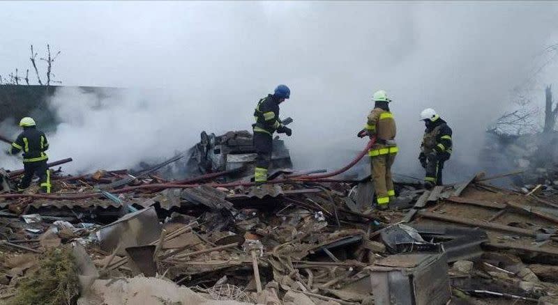 Aftermath of a Russian military strike in Pavlohrad