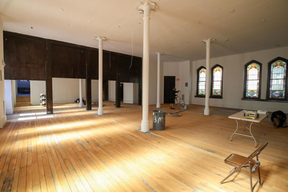 An assembly room in the former church at 600 E. Market St., which is set to become a "brand center" for Heaven's Door whiskey. The site will include a restaurant, bar and live music space.