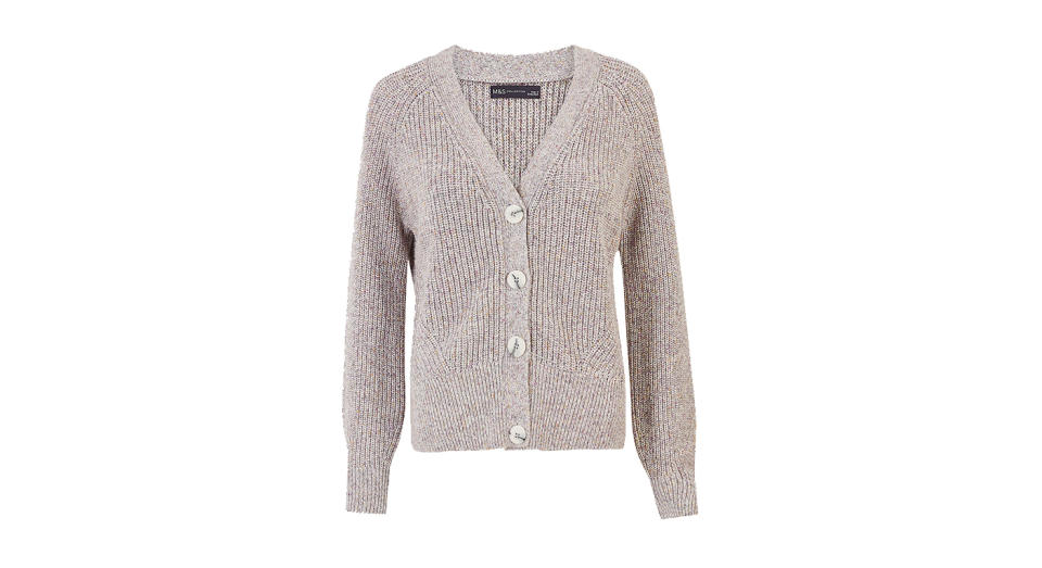 Pure Cotton Ribbed Relaxed Fit Cardigan 