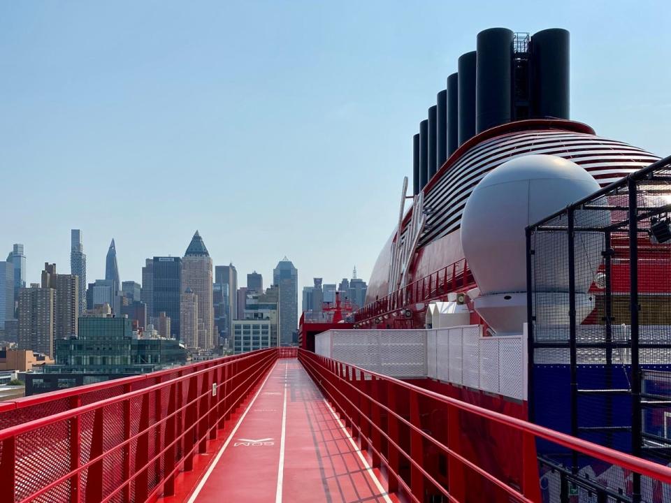 Runway on Virgin Voyages scarlet lady while at port