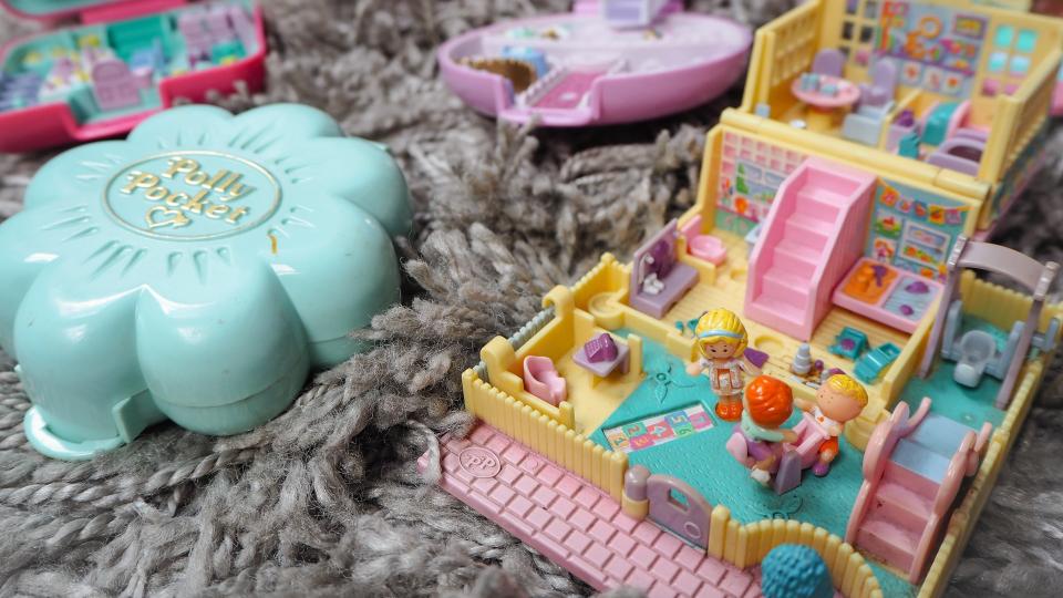 March 2019 - Belgium: Collection of Polly Pocket's, miniature dollhouses, that were very popular in the 90's and now are coveted collectables - Image.