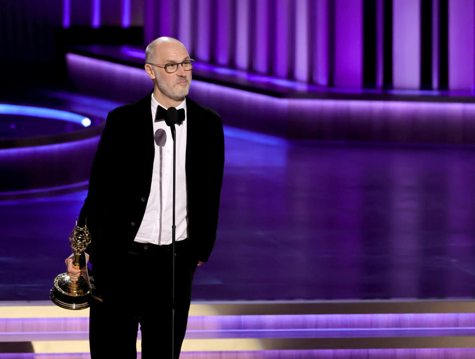 LOS ANGELES, CALIFORNIA - JANUARY 15: Jesse Armstrong accepts the Outstanding Writing for a Drama Series for 