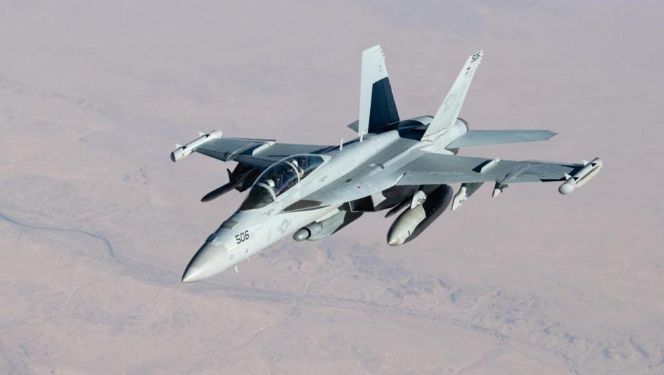 L3Harris Technologies announced in 2020 it won a $496 million contract for jamming systems that will be flown on the U.S. Navy's EA-18G Growler.