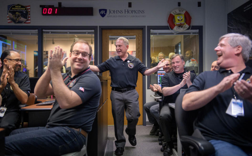 Alan Stern at Mission Operations Center