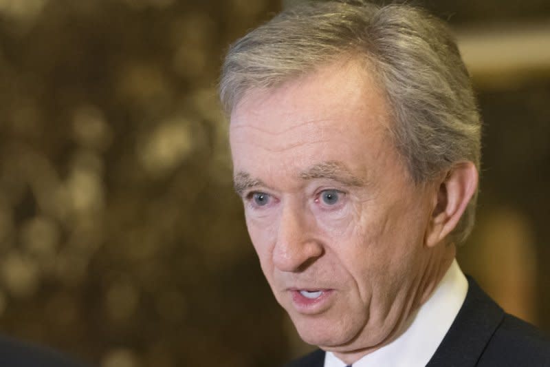 French billionaire Bernard Arnault ranks third on the Bloomberg Billionaires Index of richest people in the world, with a net worth of $197 billion. File pool photo by Albin Lohr-Jones/UPI