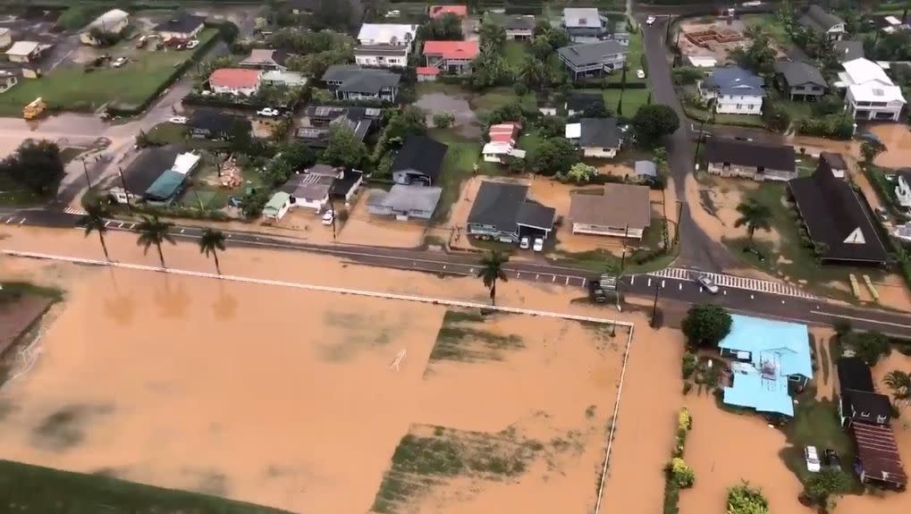 At least 350 people have been evacuated from Kauai's north shore due to&nbsp;heavy rain, flooding and landslides.