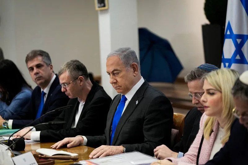 Israeli PM Netanyahu chairs cabinet meeting at HaKirya base, Tel Aviv