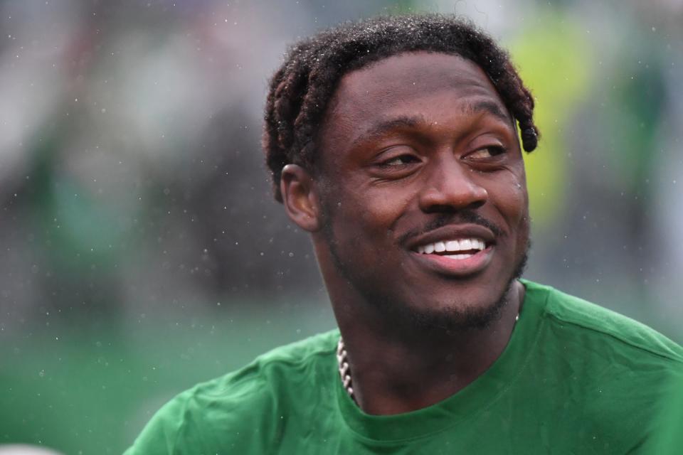 Nov 26, 2023; Philadelphia, Pennsylvania, USA; Philadelphia Eagles wide receiver A.J. Brown (11) during warmups against the Buffalo Bills at Lincoln Financial Field. Mandatory Credit: Eric Hartline-USA TODAY Sports