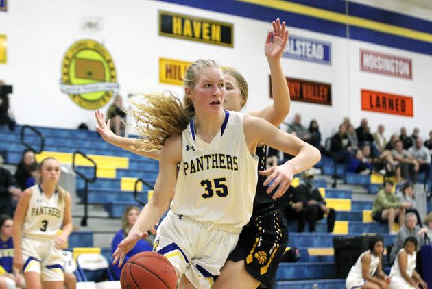 Ava Jones as a senior during a Nickerson High School game in January in Kansas. (Photo: Sandra J. Milburn/The Hutchinson News/USA TODAY NETWORK)