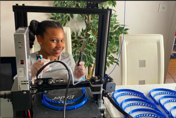 Nahla-Rose Bartlett-Vanderpuye, who makes visors using 3D printing for NHS staff