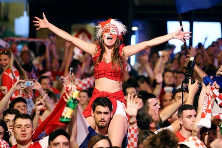 Soccer Football - World Cup - Group D - Argentina vs Croatia - Zagreb - Croatia - June 21, 2018 - Croatia's fans celebrate after the match. REUTERS/Antonio Bronic