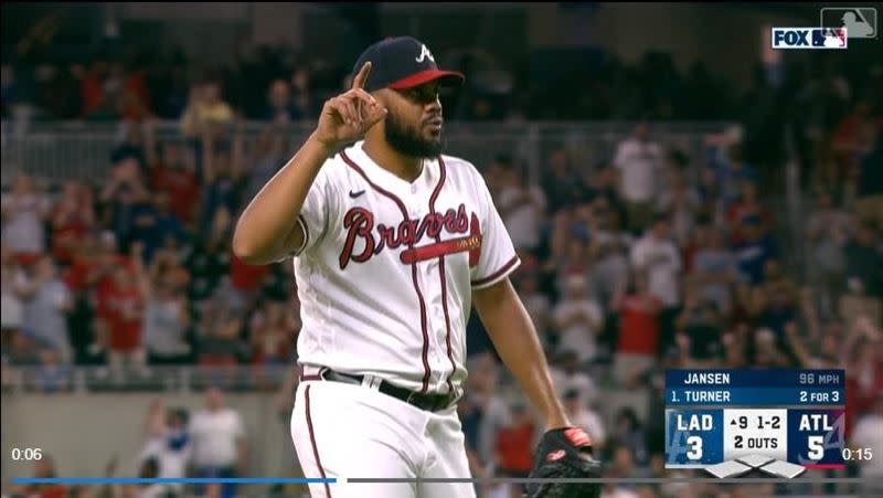 簡森（Kenley Jansen）對前東家道奇，連飆3K關門。（圖／翻攝自MLB推特）