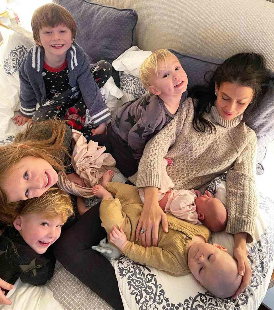 <p>On March. 1, Hilaria Baldwin revealed <a href="https://www.instagram.com/p/CL4hIHUhfqA/?utm_source=ig_embed" rel="nofollow noopener" target="_blank" data-ylk="slk:on Instagram;elm:context_link;itc:0;sec:content-canvas" class="link ">on Instagram</a> that she and husband Alec Baldwin have <a href="https://people.com/parents/alec-baldwin-hilaria-baldwin-welcome-sixth-child/" rel="nofollow noopener" target="_blank" data-ylk="slk:welcomed a surprise new addition;elm:context_link;itc:0;sec:content-canvas" class="link ">welcomed a surprise new addition</a> via surrogate.</p> <p>Hilaria shared a photo of herself cuddled up with all of the couple's six children, including <a href="https://people.com/parents/hilaria-baldwin-shares-name-of-sixth-child-daughter-lucia/" rel="nofollow noopener" target="_blank" data-ylk="slk:their newborn daughter;elm:context_link;itc:0;sec:content-canvas" class="link ">their newborn daughter</a> in the center, and son <a href="https://people.com/parents/alec-baldwin-hilaria-baldwin-welcome-fifth-child-son/" rel="nofollow noopener" target="_blank" data-ylk="slk:Eduardo "Edu" Pao Lucas;elm:context_link;itc:0;sec:content-canvas" class="link ">Eduardo "Edu" Pao Lucas</a>, whom they welcomed in September 2020.</p> <p>The couple share sons Edu, <a href="https://people.com/parents/hilaria-alec-baldwin-welcome-third-son-fourth-child-together/" rel="nofollow noopener" target="_blank" data-ylk="slk:Romeo Alejandro David;elm:context_link;itc:0;sec:content-canvas" class="link ">Romeo Alejandro David</a>, 2½, <a href="https://people.com/parents/alec-baldwin-hilaria-welcome-son-leonardo-angel-charles/" rel="nofollow noopener" target="_blank" data-ylk="slk:Leonardo Ángel Charles;elm:context_link;itc:0;sec:content-canvas" class="link ">Leonardo Ángel Charles</a>, 4, and <a href="https://people.com/parents/alec-baldwin-hilaria-welcome-son-rafael-thomas/" rel="nofollow noopener" target="_blank" data-ylk="slk:Rafael Thomas;elm:context_link;itc:0;sec:content-canvas" class="link ">Rafael Thomas</a>, 5½, plus daughter <a href="https://people.com/parents/alec-baldwin-hilaria-baldwin-welcome-daughter-carmen-gabriela/" rel="nofollow noopener" target="_blank" data-ylk="slk:Carmen Gabriela;elm:context_link;itc:0;sec:content-canvas" class="link ">Carmen Gabriela</a>, 7. Alec is also dad to 25-year-old daughter <a href="https://people.com/health/ireland-baldwin-celebrates-being-6-years-free-of-eating-disorders/" rel="nofollow noopener" target="_blank" data-ylk="slk:Ireland;elm:context_link;itc:0;sec:content-canvas" class="link ">Ireland</a>.</p>