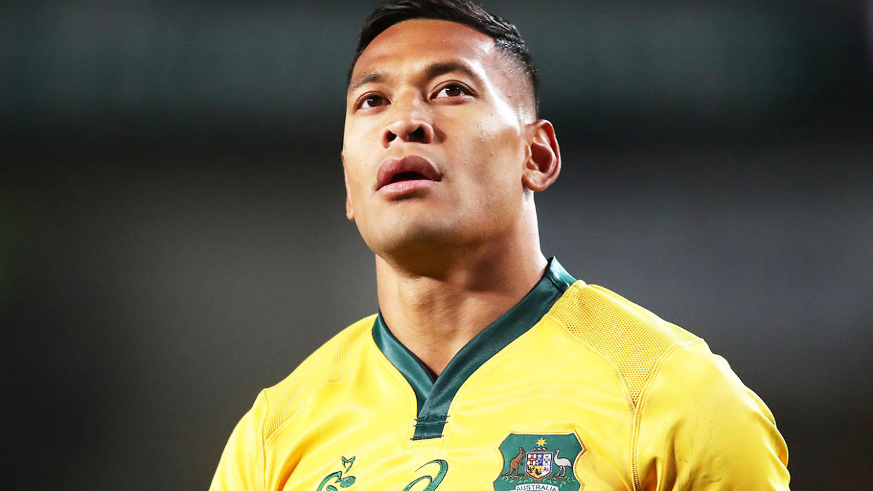 Israel Folau, pictured here in action for the Wallabies against France in 2018. 