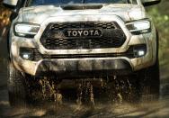 <p><a rel="nofollow noopener" href="https://www.caranddriver.com/news/a16751417/2019-toyota-tacoma-trd-pro-continues-to-rule-dirt-professionally/" target="_blank" data-ylk="slk:After returning from the dead for 2019;elm:context_link;itc:0;sec:content-canvas" class="link ">After returning from the dead for 2019</a>, the TRD Pro model continues to rule the roost. It also receives all of the aforementioned infotainment upgrades and exterior revisions found on lesser Tacos. </p>