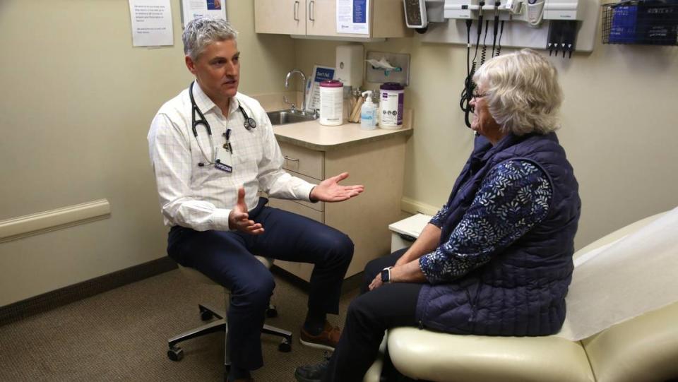 It can take months to see a primary-care doctor in the Boise area, even though the Treasure Valley area has a higher concentration of physicians than most of Idaho does. Dr. Jason Bronner, a primary care physician, meets with patient Patricia Alexander at St. Luke’s Health System’s internal medicine clinic at 4840 N. Cloverdale Road in Boise.