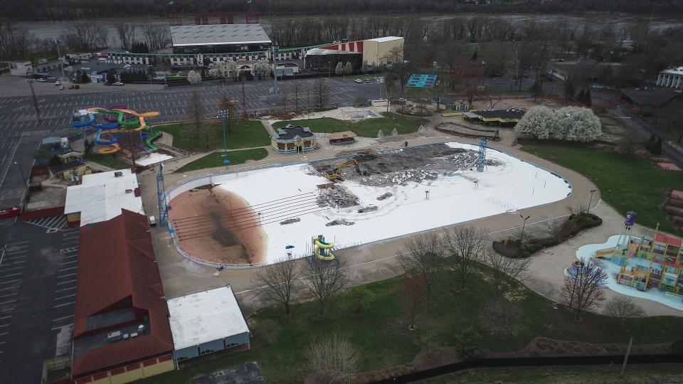 Demolition of Coney Island's Sunlite Pool began Thursday, despite advocates’ efforts to raise money to buy the iconic Cincinnati structure.