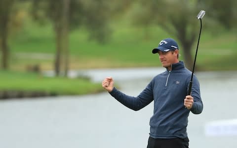 Nicolas Colsaerts of Belgium reacts on the 18th green - Credit: Andrew Redington/Getty Images