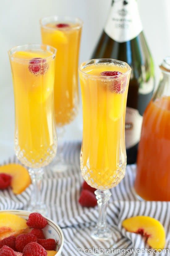 Raspberry Peach Mimosas