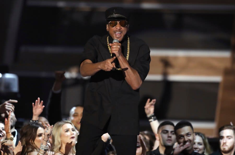 Q-Tip, from A Tribe Called Quest, performs at the 59th annual Grammy Awards on Sunday, Feb. 12, 2017, in Los Angeles. (Photo by Matt Sayles/Invision/AP)