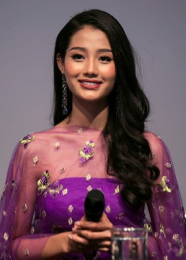 Myanmar's Miss Universe contestant Swe Zin Htet is one of the faces of the "pink pinky" campaign