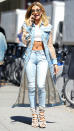 <p>Maybe we shouldn't call this coat a "denim duster," but rather a "translucent silky duster with lightwash denim trimmings." Both are equally perplexing to imagine, and yet here is Hailey Baldwin rocking whatever it is you prefer to call it!</p>