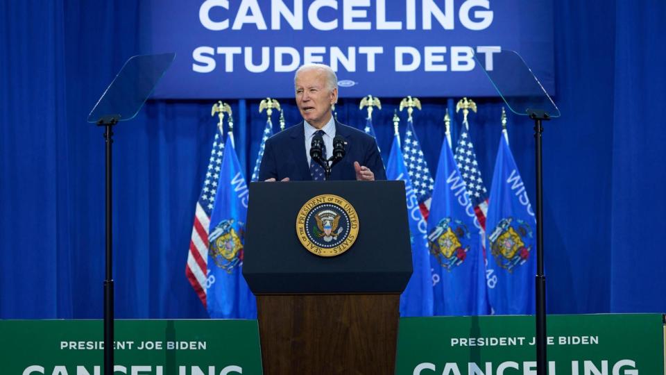 U.S. President Joe Biden speaks during an event in Madison, Wisconsin,  on Monday, April 8, 2024. (PHOTO: Daniel Steinle/Bloomberg via Getty Images) (Bloomberg via Getty Images)