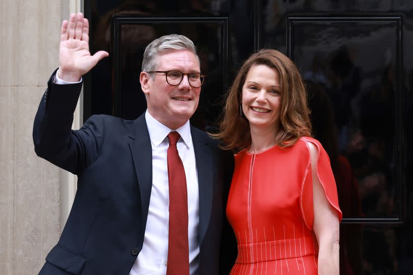 Prime Minister Keir Starmer outside 10 Downing Street with wife Victoria