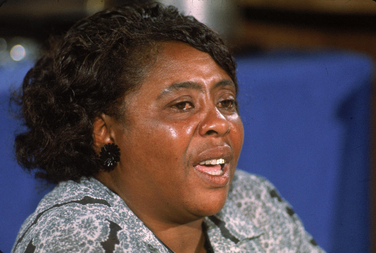 American civil rights leader Fannie Lou Hamer testifies on behalf of the Mississippi Freedom Democratic Party,&nbsp;which had been denied seats at the convention by organizers acting on behalf of the "regular" Mississippi Democratic Party's delegation. (Photo: John Dominis via Getty Images)