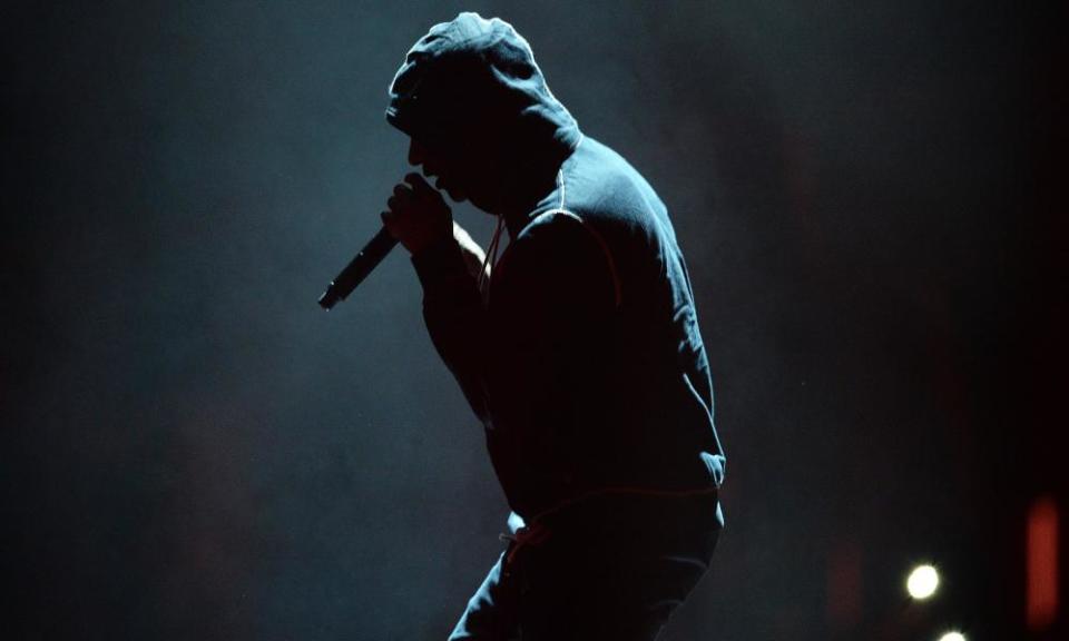 Grime star Skepta performing at the Brits on Wednesday night.