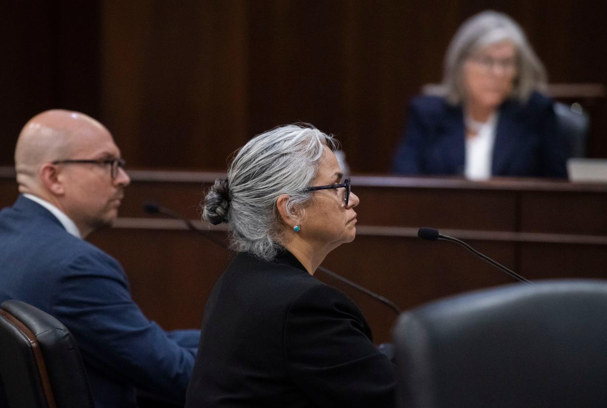 Tennessee Education Commissioner Lizzette Reynolds during a House committee meeting where the school voucher bill was debated at Cordell Hull State Office Building in Nashville, Tenn., Wednesday, March 6, 2024.