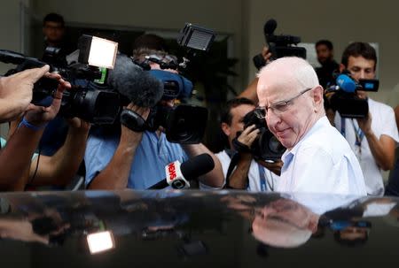 Former top European member of the International Olympic Committee (IOC), Patrick Hickey, leaves a police station in Rio de Janeiro, Brazil, September 6, 2016. REUTERS/Ricardo Moraes