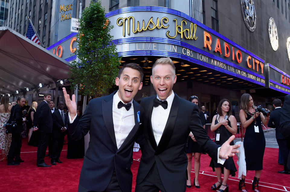 NEW YORK, NY - JUNE 11: Justin Paul and Benj Pasek  attend the 2017 Tony Awards at Radio City Music Hall on June 11, 2017 in New York City.  (Photo by Jenny Anderson/Getty Images for Tony Awards Productions)