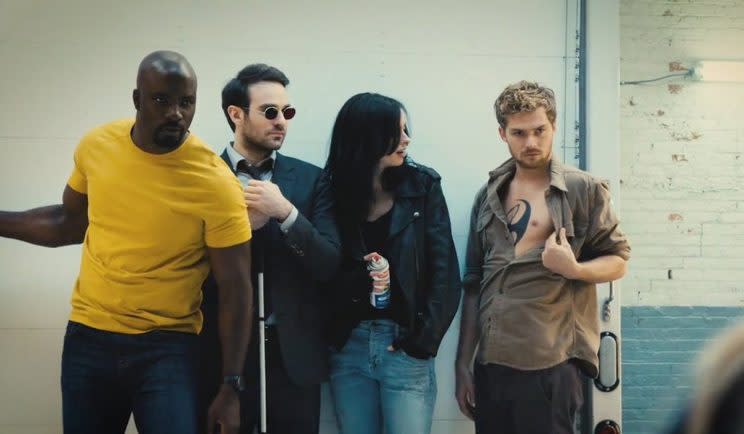 The Defenders hang out - Credit: EW