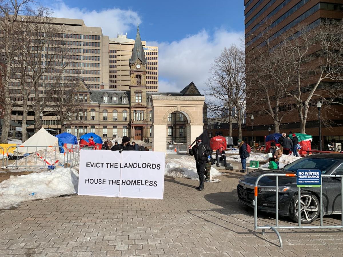 Homeless people are living in ice fishing tents at Halifax city