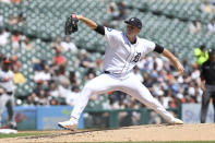 Detroit Tigers pitcher Tarik Skubal throws against the Baltimore Orioles in the third inning of a baseball game in Detroit, Sunday, May 15, 2022. (AP Photo/Lon Horwedel)