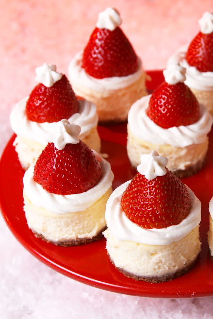 Santa Hat Cheesecake Bites