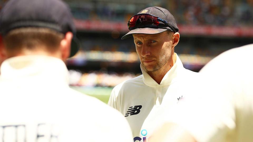 Joe Root (pictured) addresses his team.